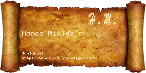 Hancz Miklós névjegykártya